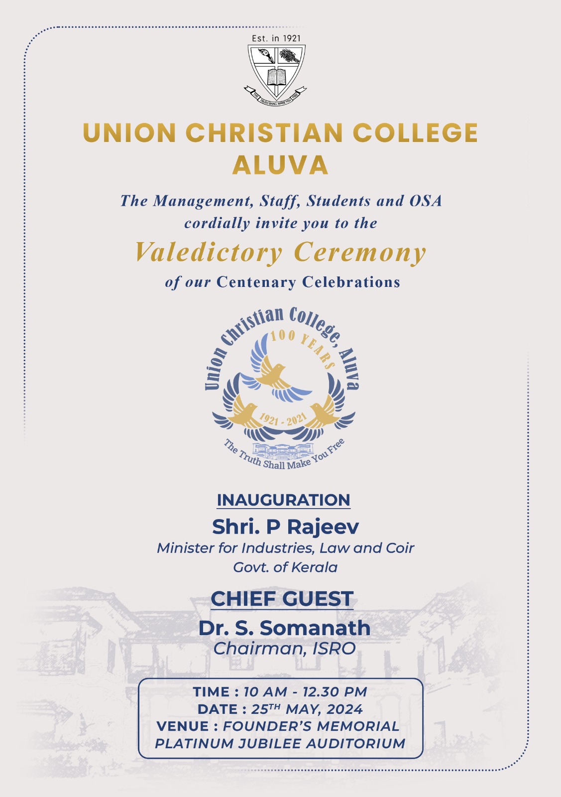 The Valedictory function of our centenary celebrations