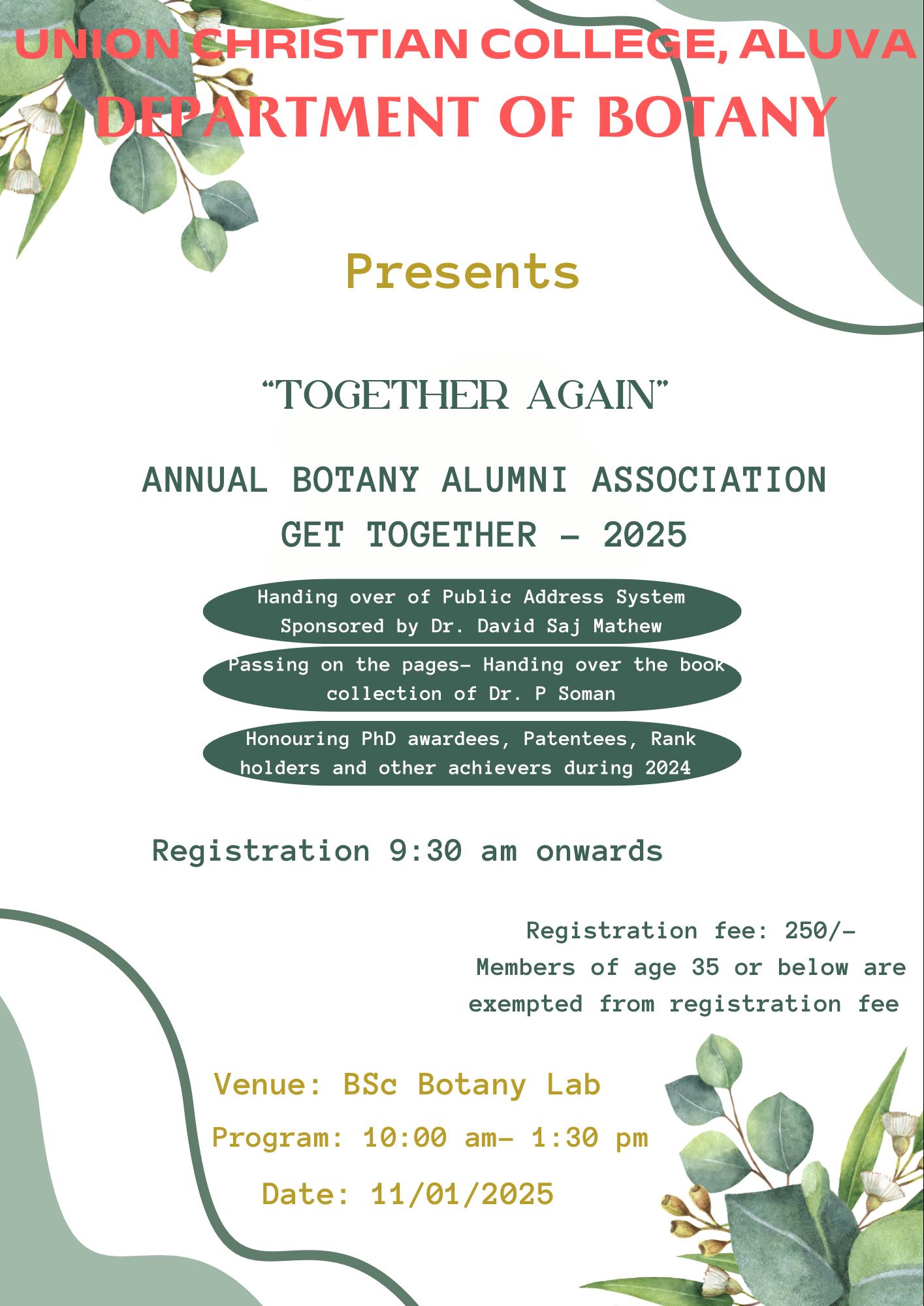 Annual Botany Alumni Association Get Together