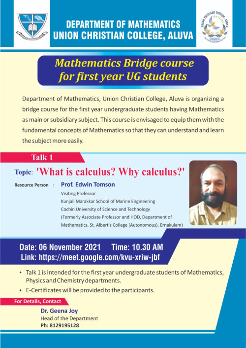 Mathematics Bridge Course for First Year UG Students