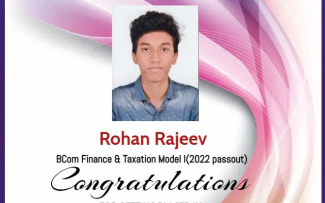 Congratulations to Rohan Rajeev