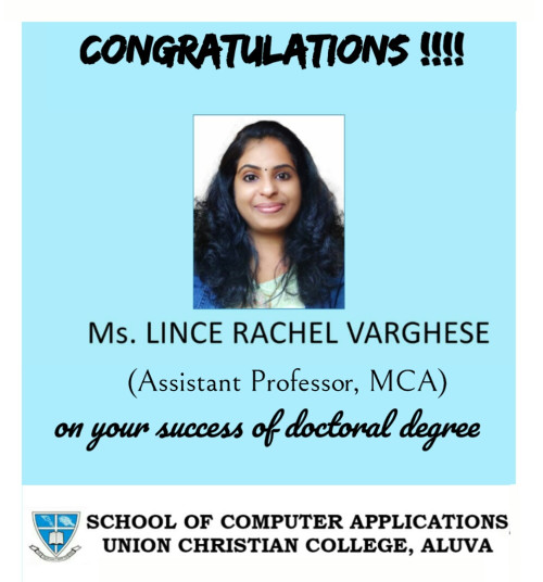 Congratulations to Ms Lince Rachel Varghese