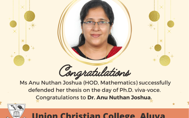 Congratulations to Dr. Anu Nuthan Joshua