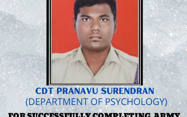 Congratulations to CDT Pranavu Surendran