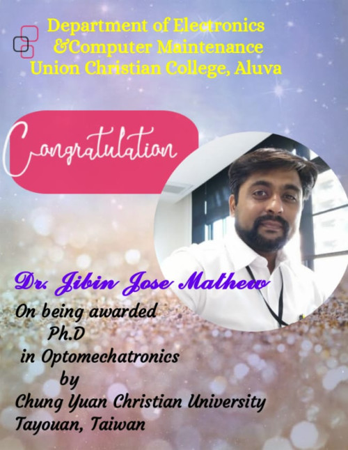 Congratulations  to Dr Jibin Jose Mathew.