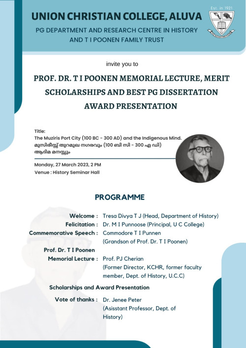 Prof. Dr. T.I. Poonen memorial lecture