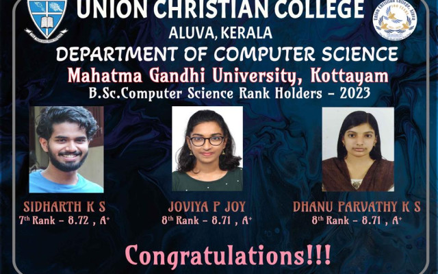 Congratulations to the Rank holders od Computer Science Dep.
