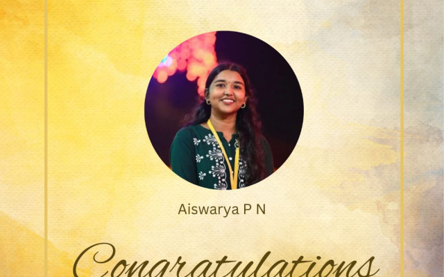 Congratulations to Aiswarya P.N