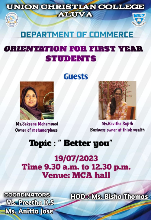 Orientation for 1st year students – Dept. of Commerce