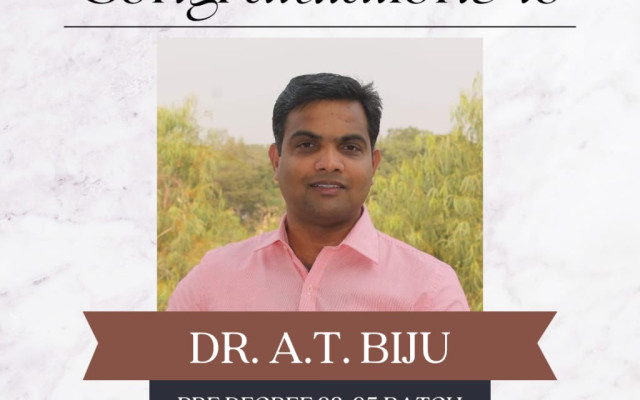 Congratulations to Dr. A.T. Biju