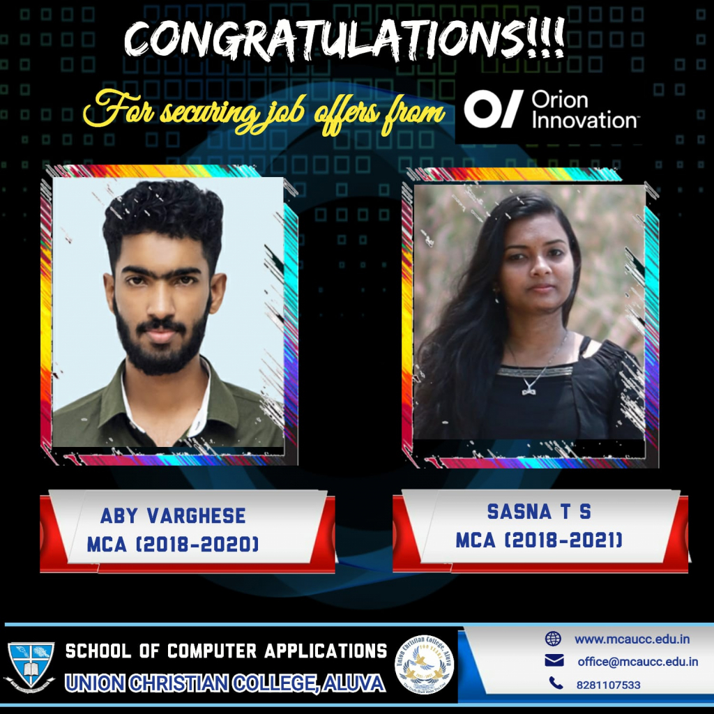 Congratulations to Aby and Sasna