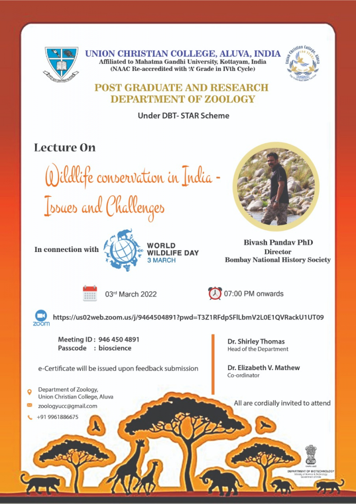 Lecture on “Wildlife conservation in India – Issues and Challenges”.