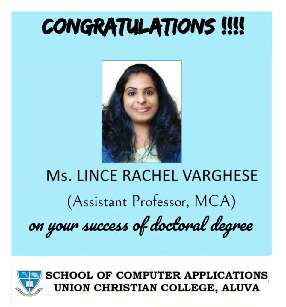Congratulations to Ms Lince Rachel Varghese