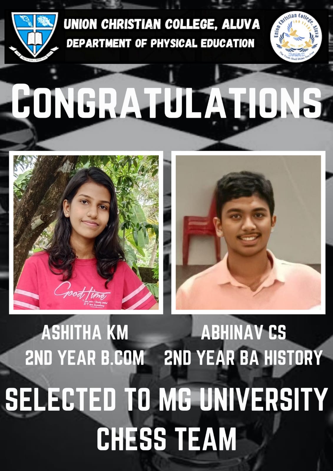 Congratulations to Abhinav C.S. and Ashitha K.M.
