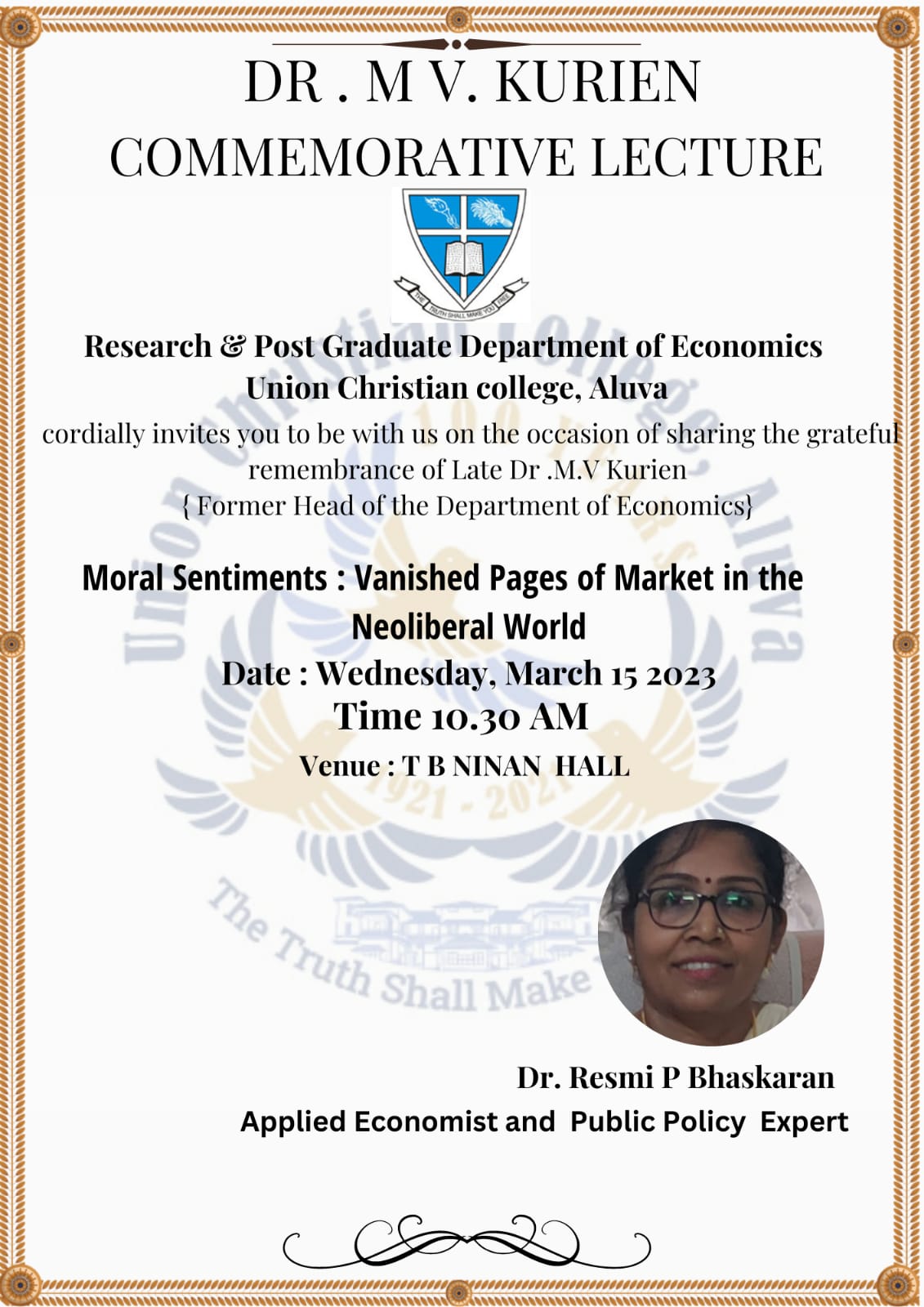 Dr M.V Kurien Commemorative Lecture
