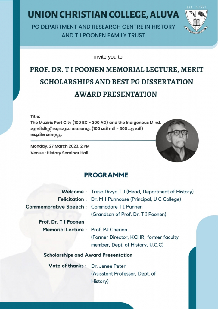 Prof. Dr. T.I. Poonen memorial lecture