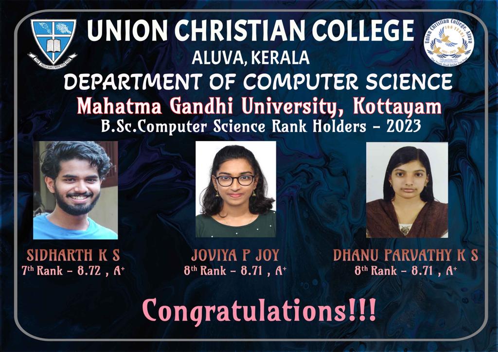 Congratulations to the Rank holders od Computer Science Dep.