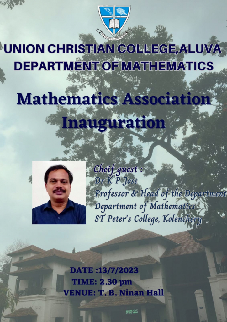 Mathematics Association Inauguration and Invited Talk