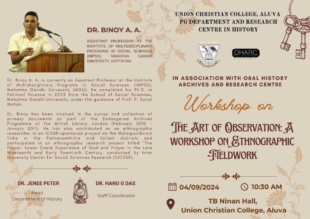 The Art of Observation: A Workshop on Ethnographic Fieldwork
