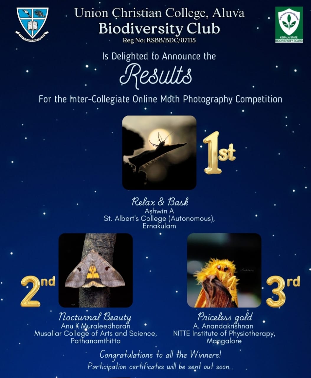 Result – Inter-Collegiate Online Moth Photography Competition