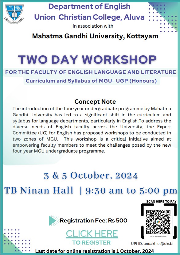 Two Day Workshop – Dept. Of English