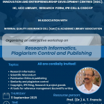 Interactive Workshop on Research Informatics, Plagiarism and Publishing