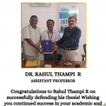 Congratulations to Dr. Rahul Thampi R.