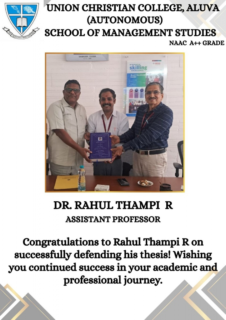 Congratulations to Dr. Rahul Thampi R.