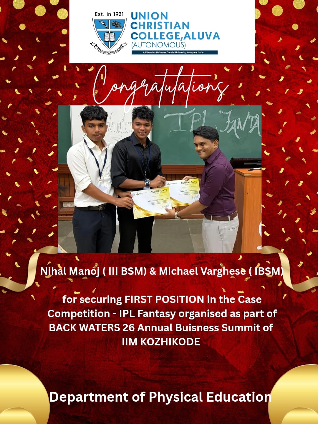 Congratulations to Nihal and Michael