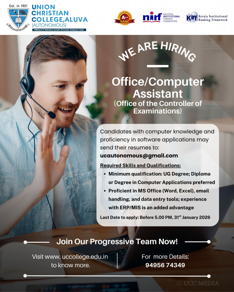 Vacancy for the post of Office/Computer Assistant