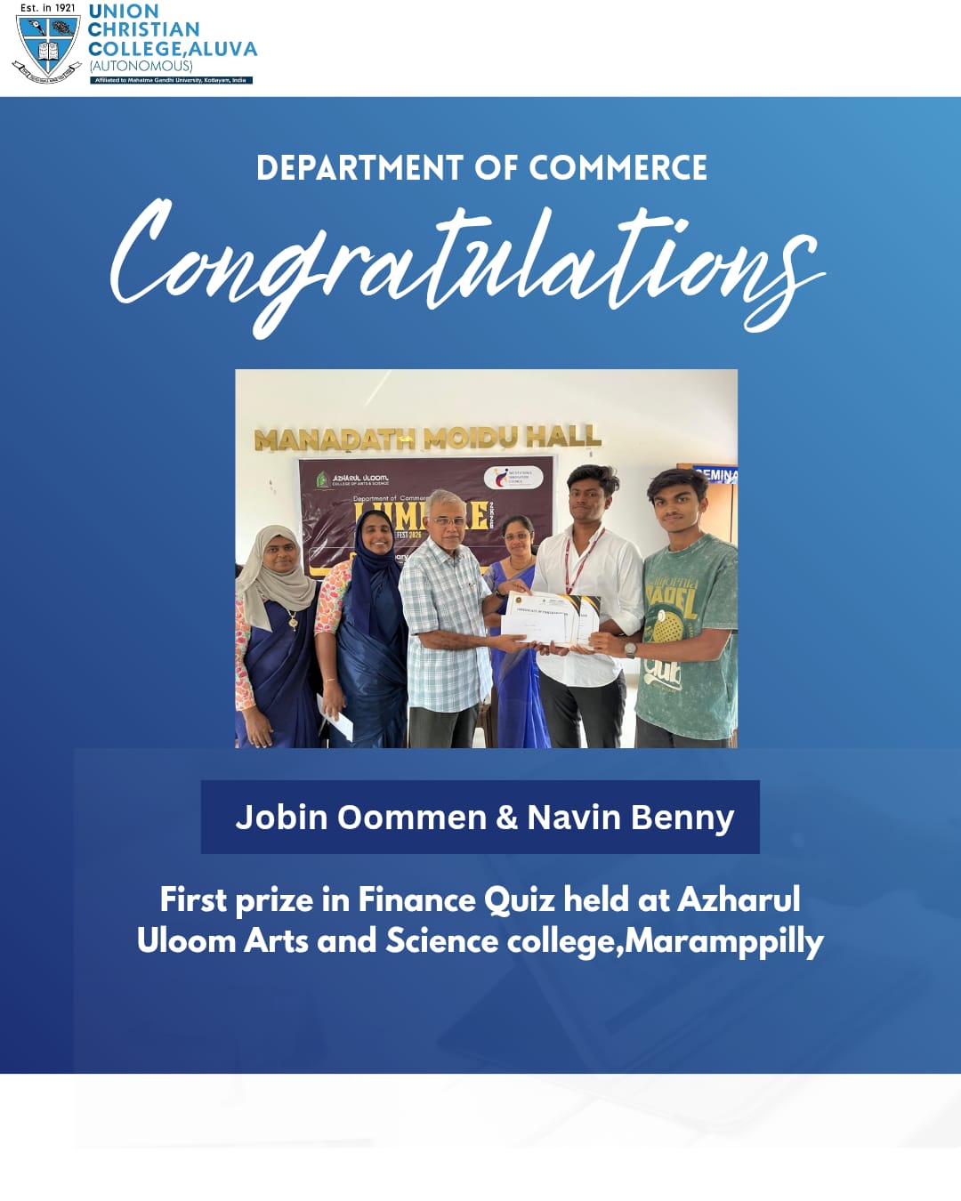 Congratulations to Jobin and Navin