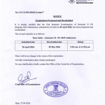 Examination Postponed and Rescheduled