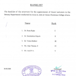 Rank List- Guest Lecturers, Dept. of Botany