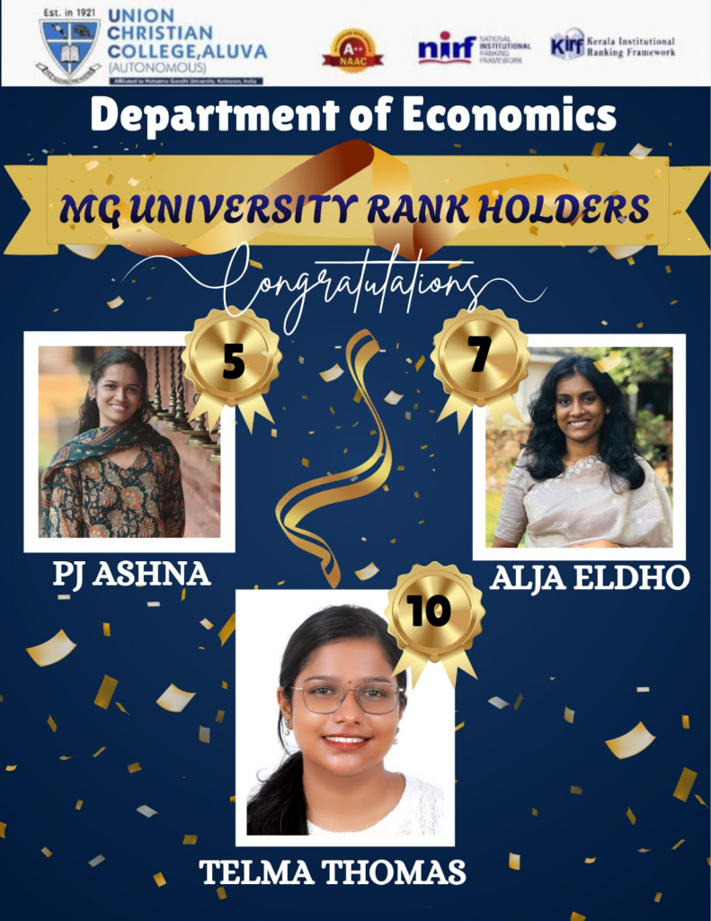 Congratulations to the Rank Holders