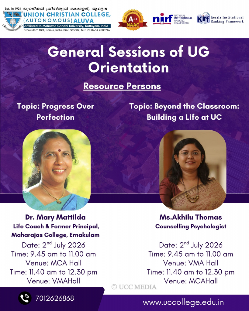 Orientation for UG Students – General Sessions