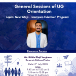 Orientation for UG Students – General Sessions