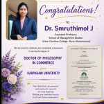 Congratulations to Dr. Smruthimol J.